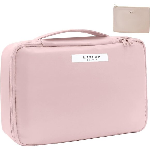 Women Pink Travel Makeup Bag Cosmetic Bag Makeup Bag Toiletry bag - Picture 1 of 7